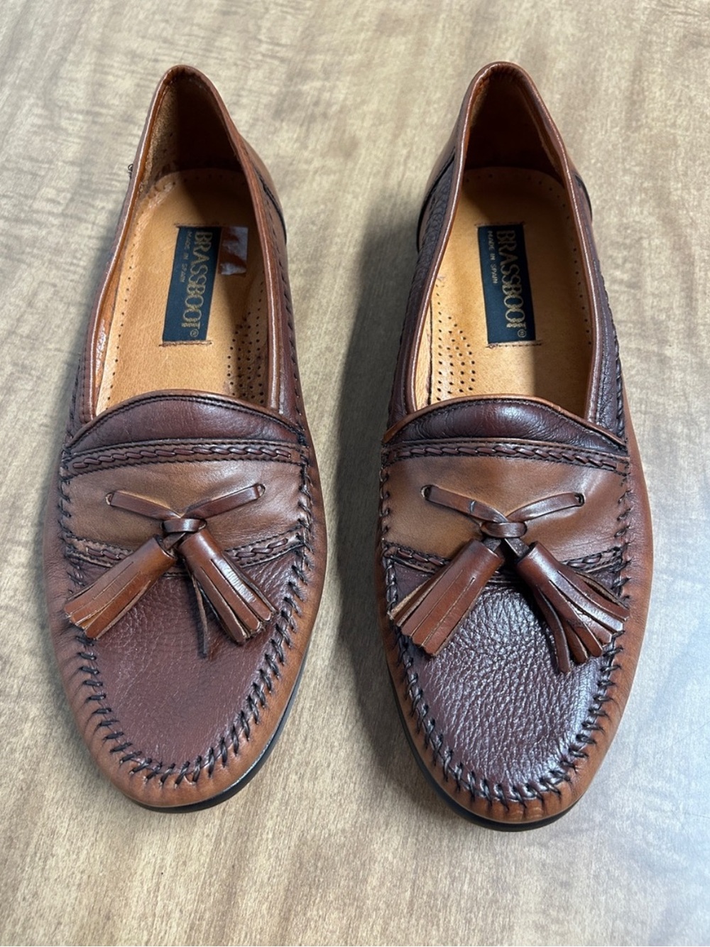 Brass Boot Handmade Leather Tassel Loafers Brown Men's 8.5 M Shoes Academia
O - Picture 3 of 17